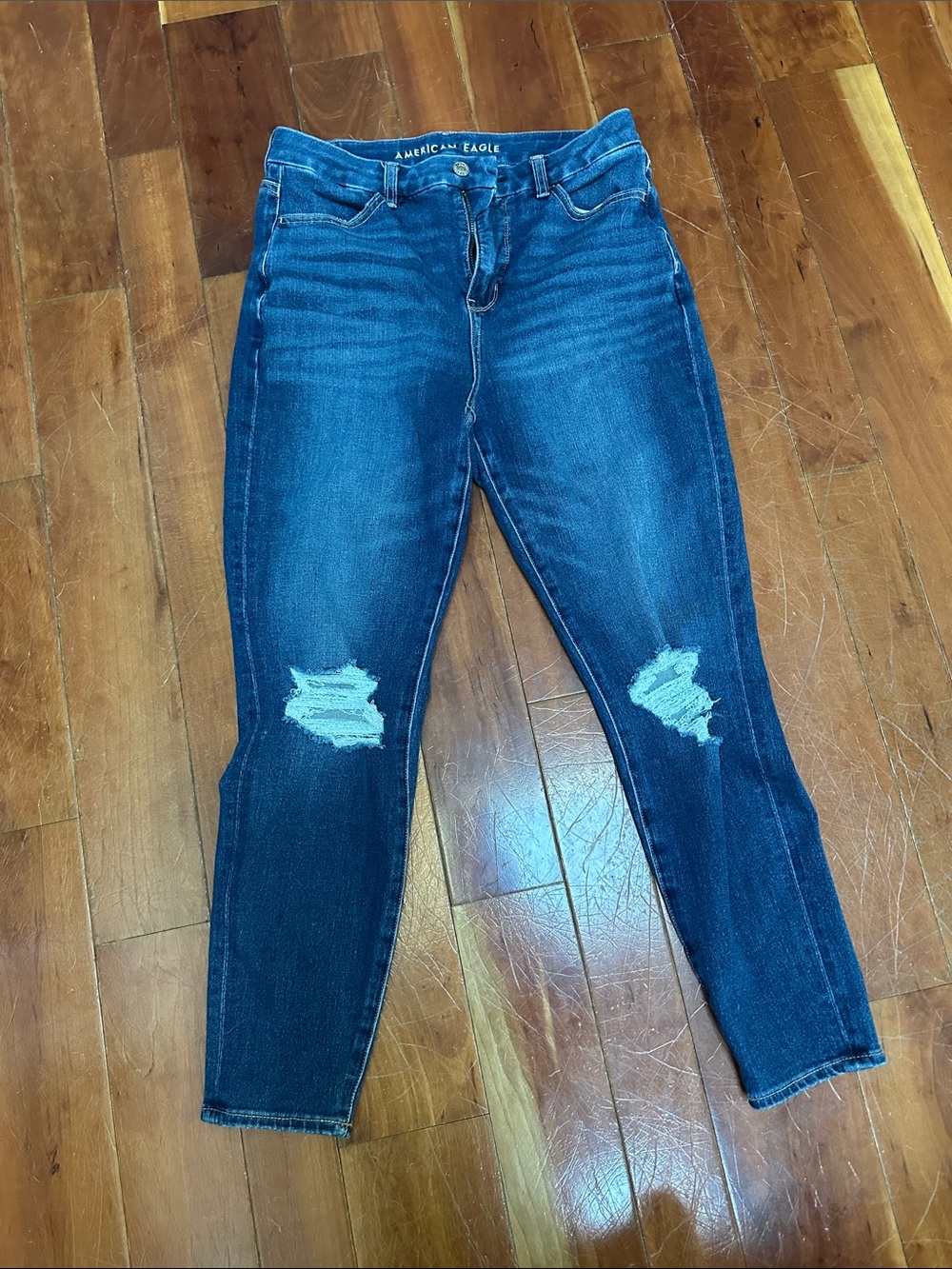 American Eagle Outfitters Blue Distressed Skinny Jeans